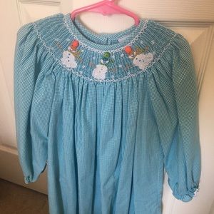 Kelly’s Kids size 3-4 Snowman smocked dress